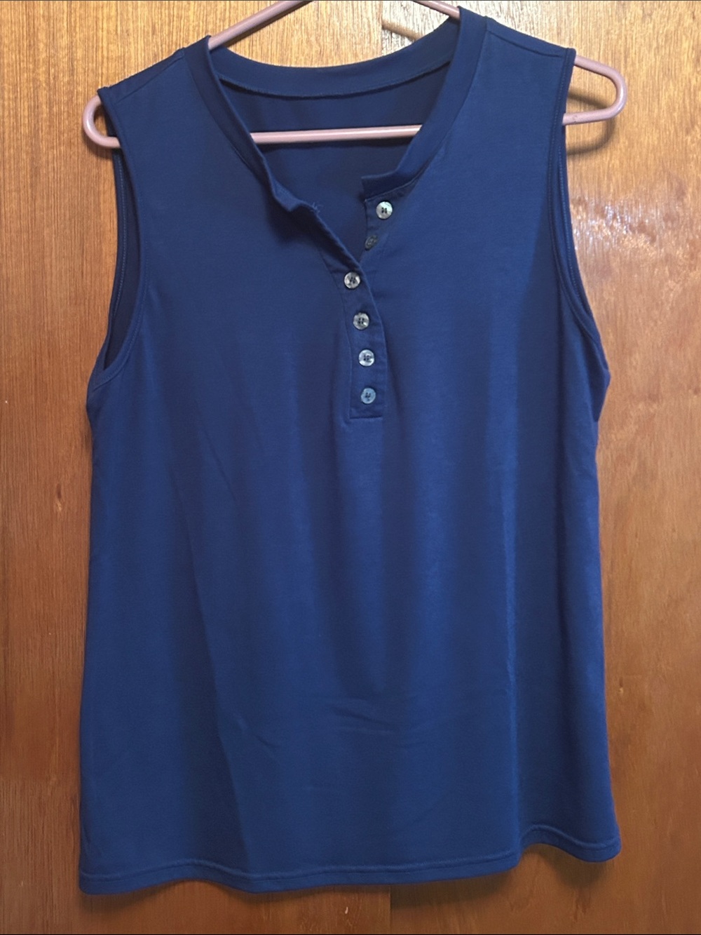 Sleeveless Henley Tank Top - Navy